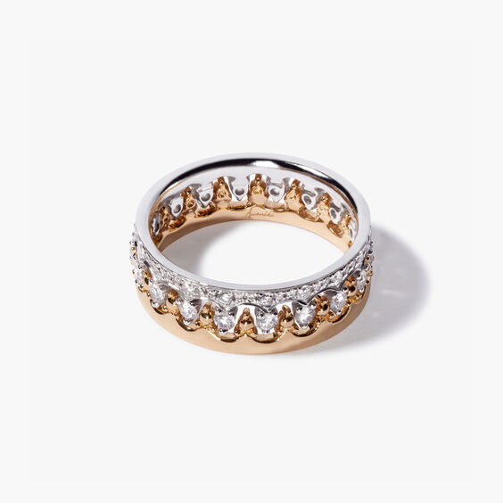 Crown 18ct Yellow & White Gold Diamond Ring Stack
